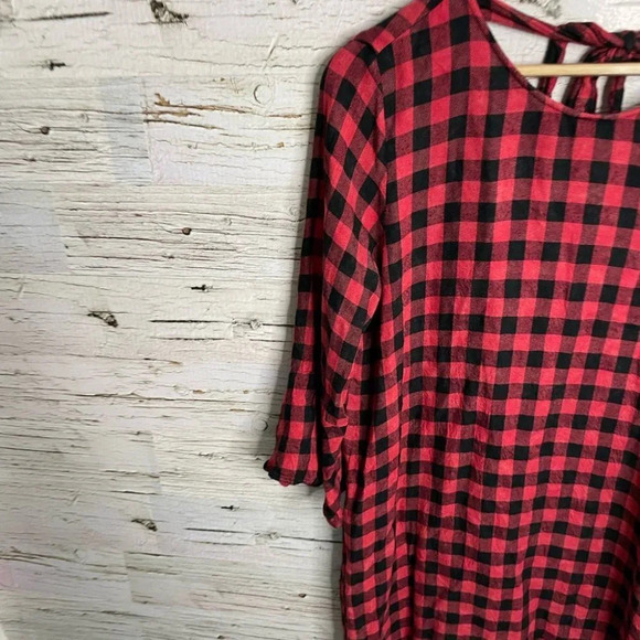 Cloth and stone black red plaid dress size  small - Picture 3 of 12